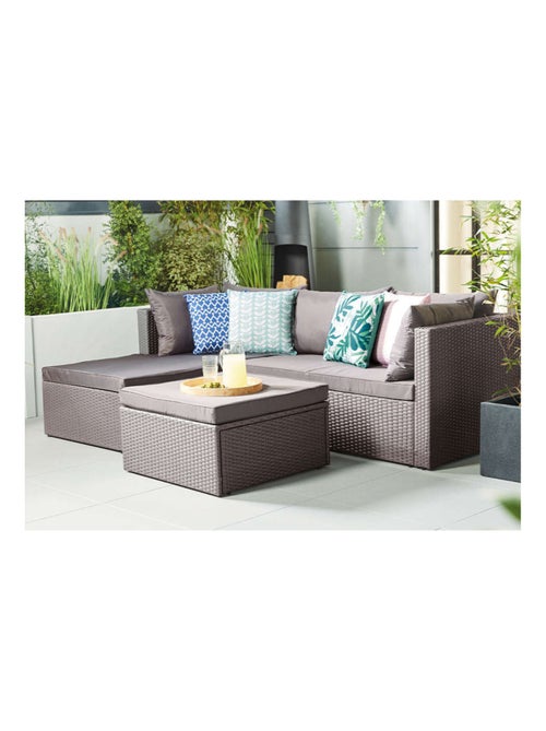 Lecci - Salon de jardin en résine tressée 4 places gris/gris foncé - Kiabi