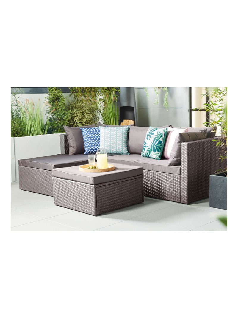 Lecci - Salon de jardin en résine tressée 4 places gris/gris foncé Gris - Kiabi