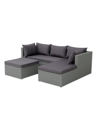 Lecci - Salon de jardin en résine tressée 4 places gris/gris foncé