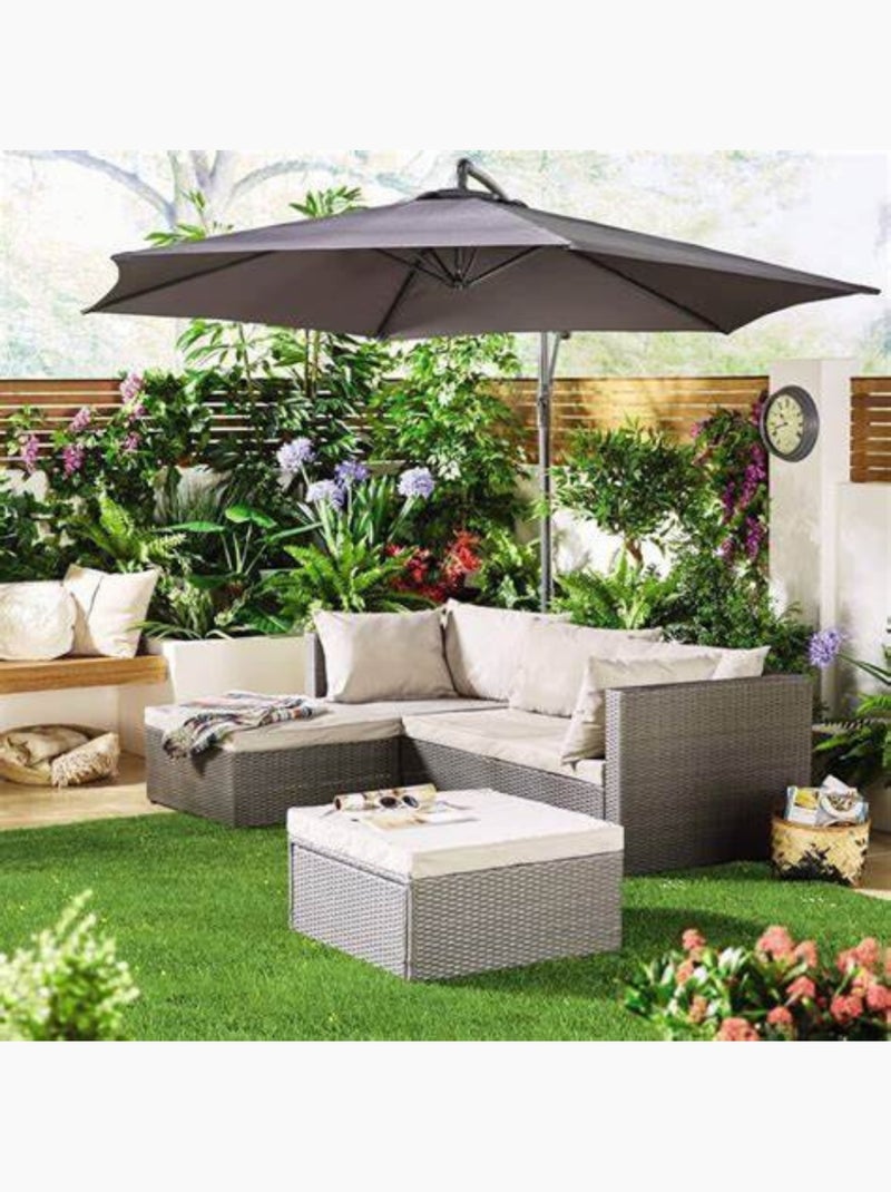 LECCI Salon de jardin en résine tressée 4 places gris-gris clair Gris - Kiabi