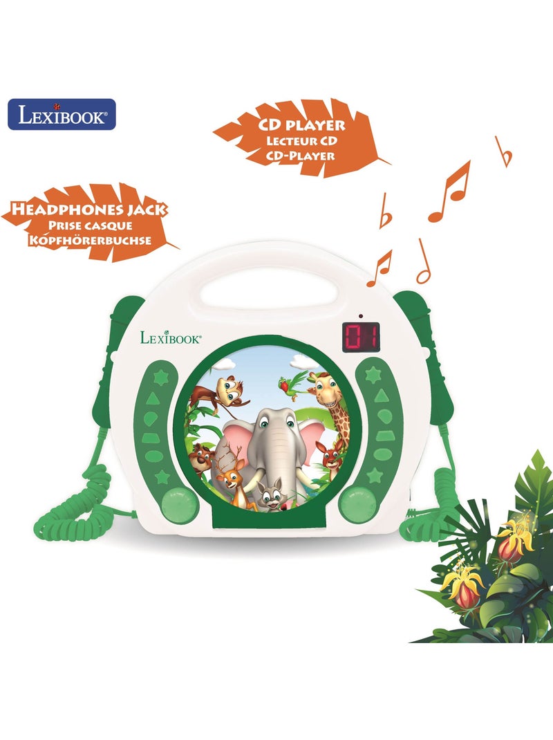 Lecteur CD portable avec 2 microphones Animaux Blanc - Kiabi