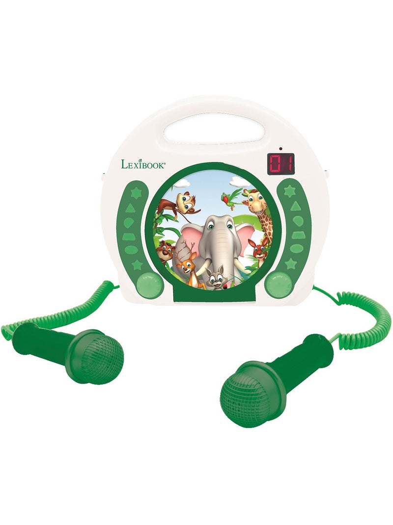 Lecteur CD portable avec 2 microphones Animaux Blanc - Kiabi