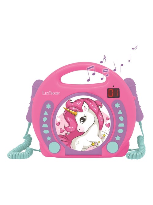 Lecteur CD portable avec 2 microphones coloris Licorne - Kiabi