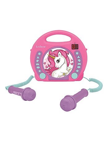 Lecteur CD portable avec 2 microphones coloris Licorne
