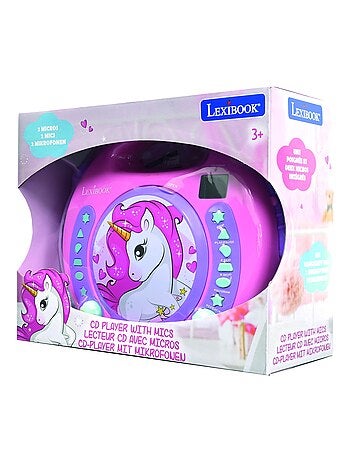 Lecteur CD portable avec 2 microphones coloris Licorne