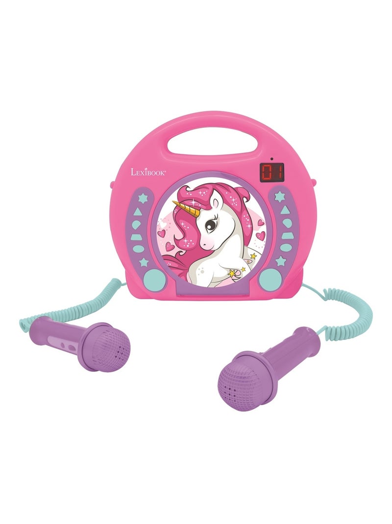 Lecteur CD portable avec 2 microphones coloris Licorne Rose - Kiabi