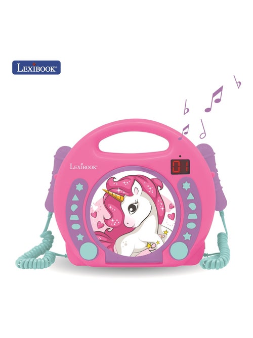 Lecteur CD portable avec 2 microphones coloris Licorne - Kiabi