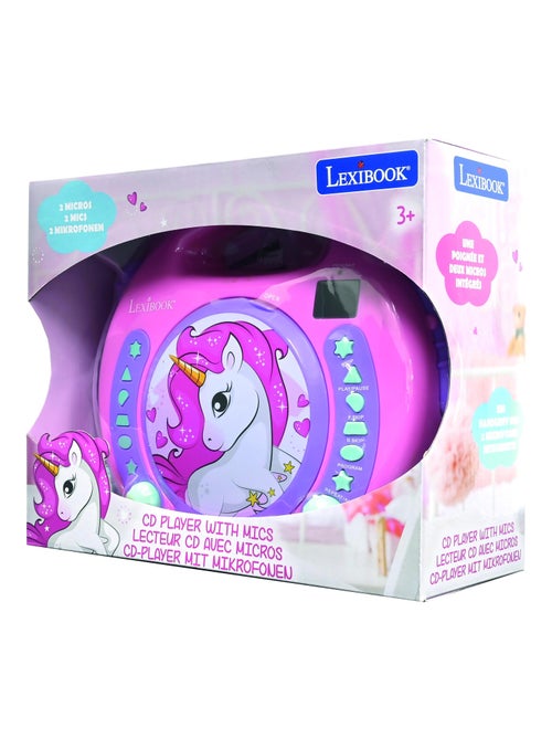 Lecteur CD portable avec 2 microphones coloris Licorne - Kiabi