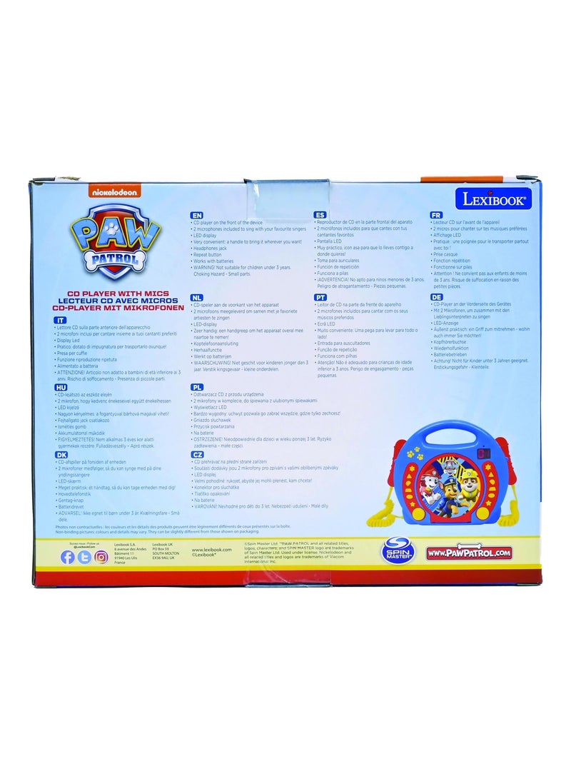 Lecteur CD portable avec 2 microphones Pat Patrouille Bleu - Kiabi