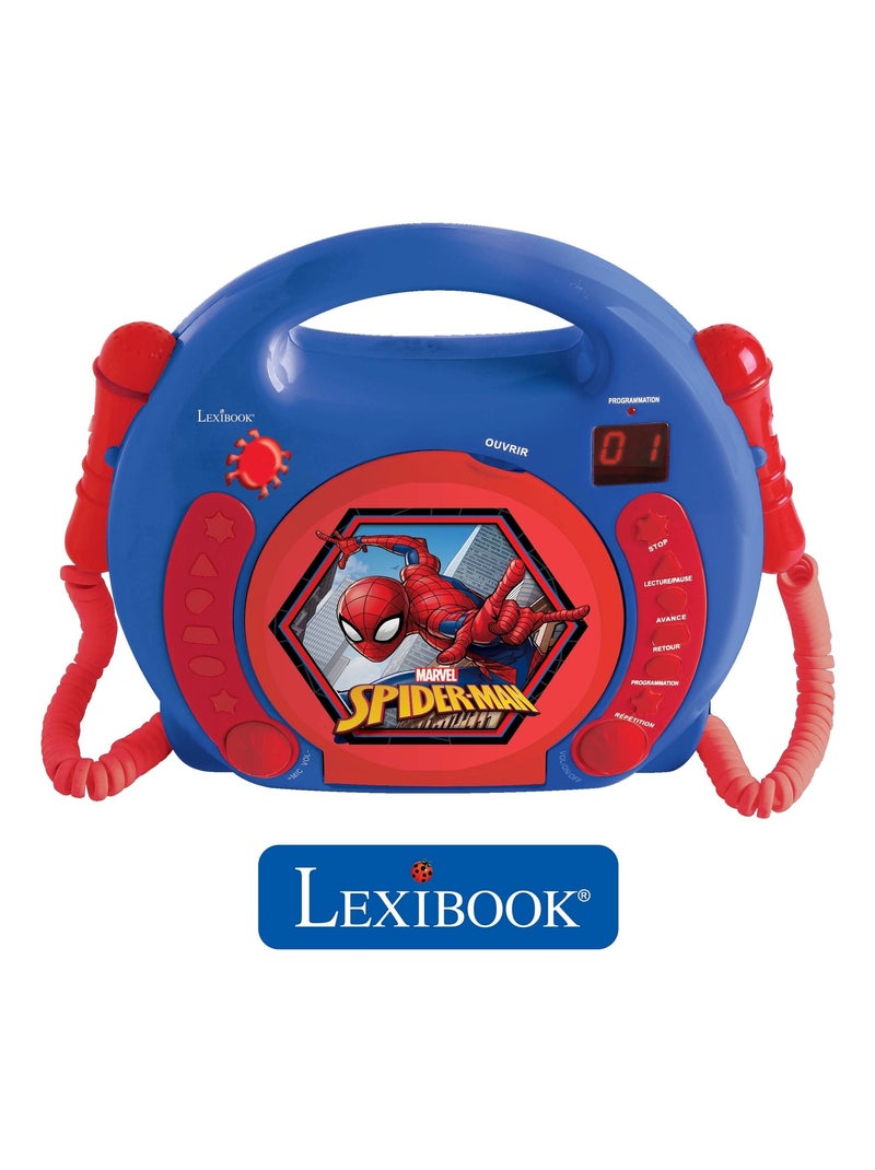 Lecteur CD portable avec 2 microphones SpiderMan Bleu - Kiabi