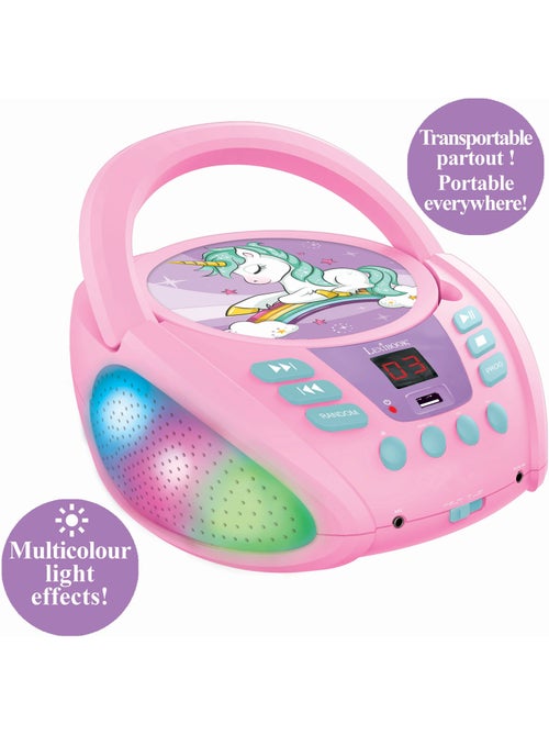 Lecteur cd portable bluetooth licorne - Kiabi Lecteur cd portable bluetooth licorne - Kiabi