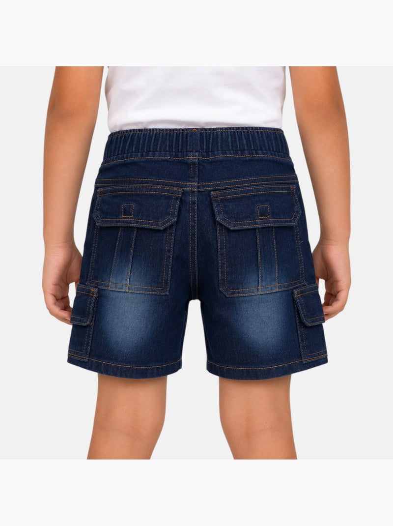 Lee cooper - bermuda cargo en jean taille élastique Bleu - Kiabi