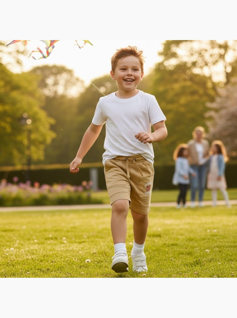 Lee Cooper - Bermuda enfant avec logo et cordon Beige - Kiabi