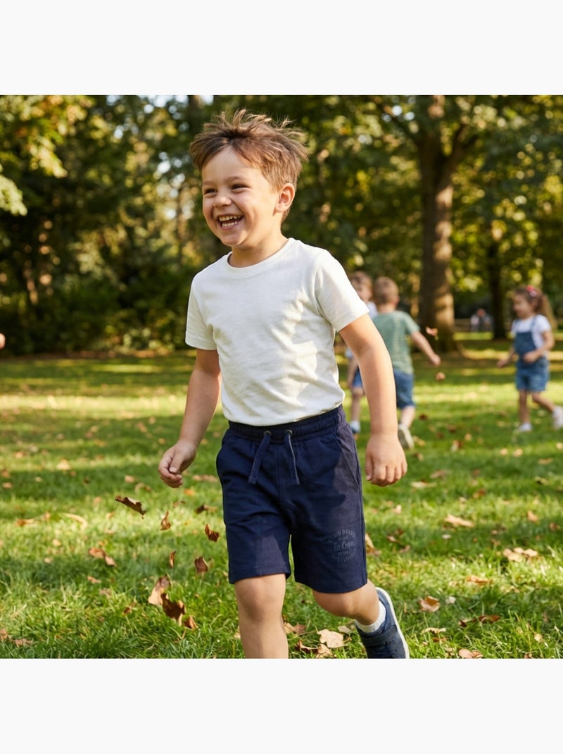 Lee Cooper - Bermuda enfant avec logo et cordon Bleu marine - Kiabi