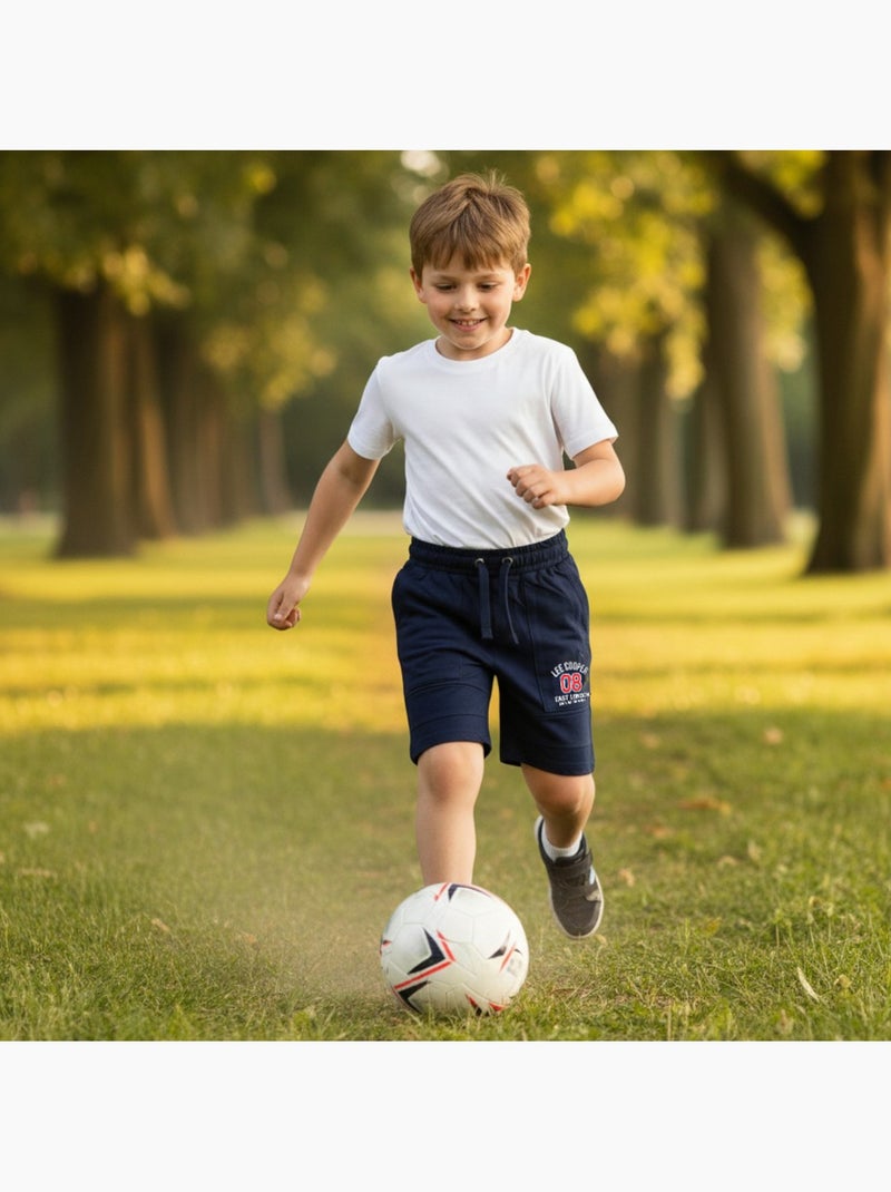 Lee Cooper - Bermuda enfant avec logo et cordon Bleu marine - Kiabi
