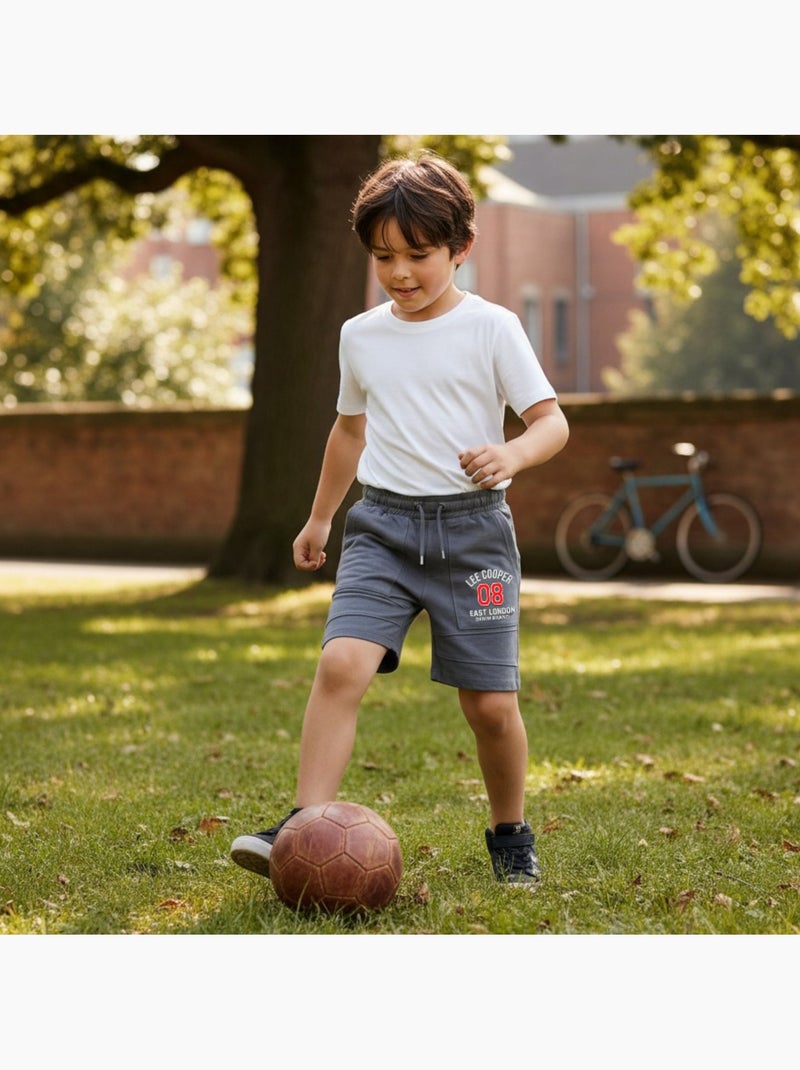 Lee Cooper - Bermuda enfant avec logo et cordon Gris - Kiabi