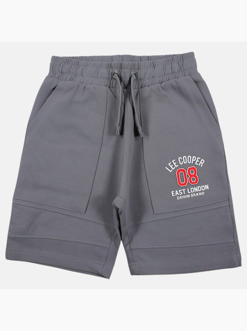 Lee Cooper - Bermuda enfant avec logo et cordon Gris - Kiabi