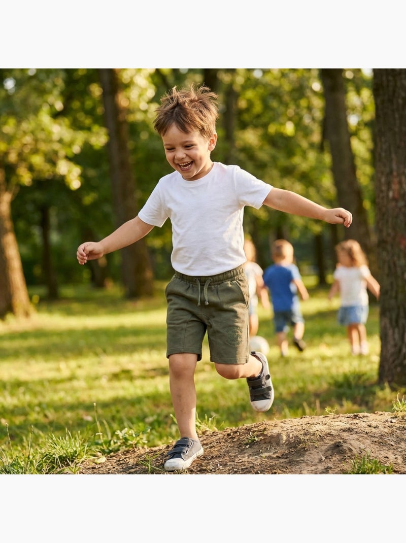 Lee Cooper - Bermuda enfant avec logo et cordon Kaki - Kiabi