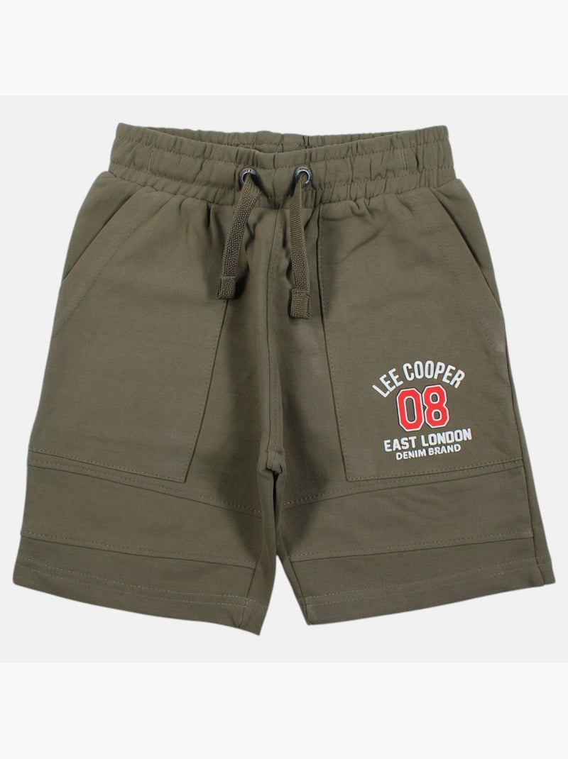Lee Cooper - Bermuda enfant avec logo et cordon Kaki - Kiabi