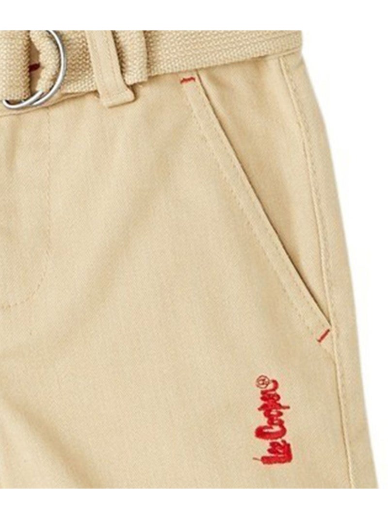 Lee Cooper - Bermuda imprimé logo en coton Beige - Kiabi