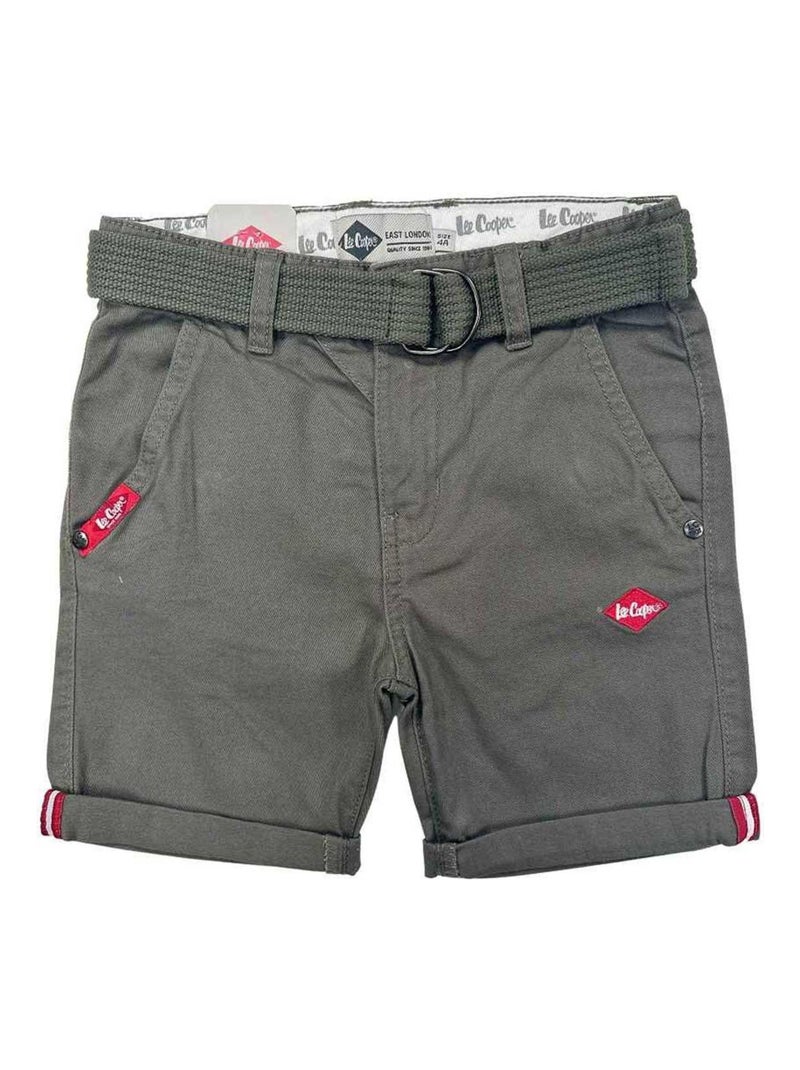Lee Cooper - Bermuda imprimé logo en coton Kaki - Kiabi