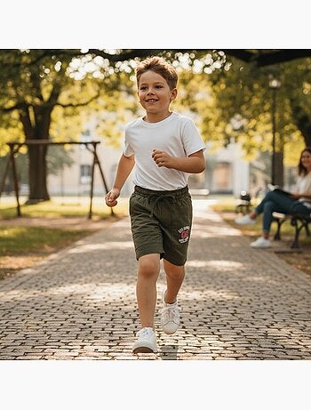 Lee cooper - bermuda molletonné taille à cordon, logo imprimé