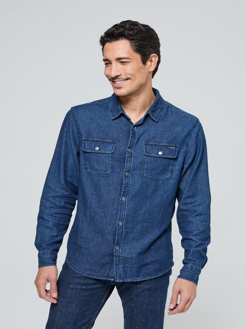 Lee Cooper - Chemise Darel Blue Denim Bleu jean - Kiabi