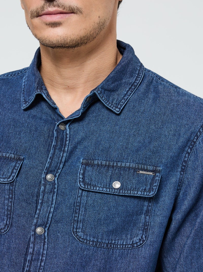 Lee Cooper - Chemise Darel Blue Denim Bleu jean - Kiabi
