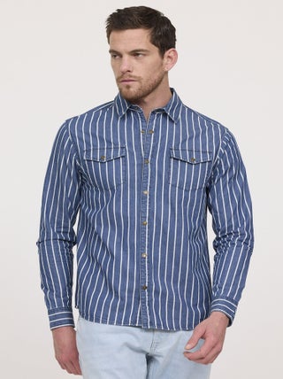 Lee Cooper - Chemise DARILE Medium blue stripes