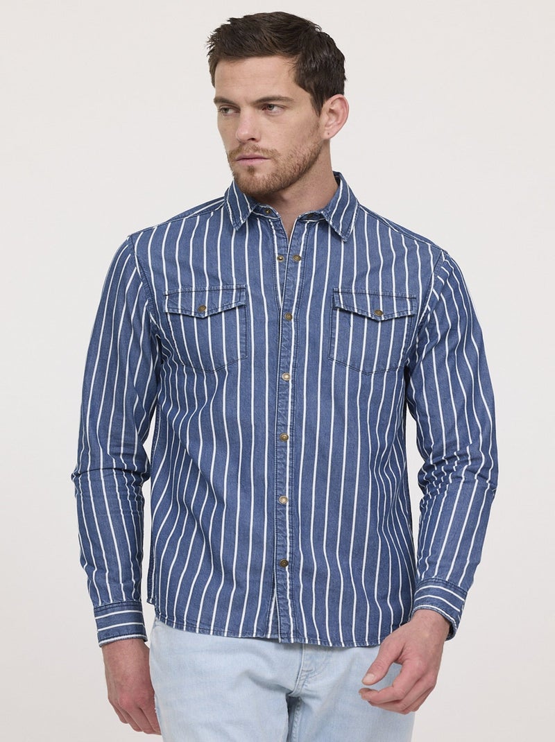 Lee Cooper - Chemise DARILE Medium blue stripes Bleu - Kiabi