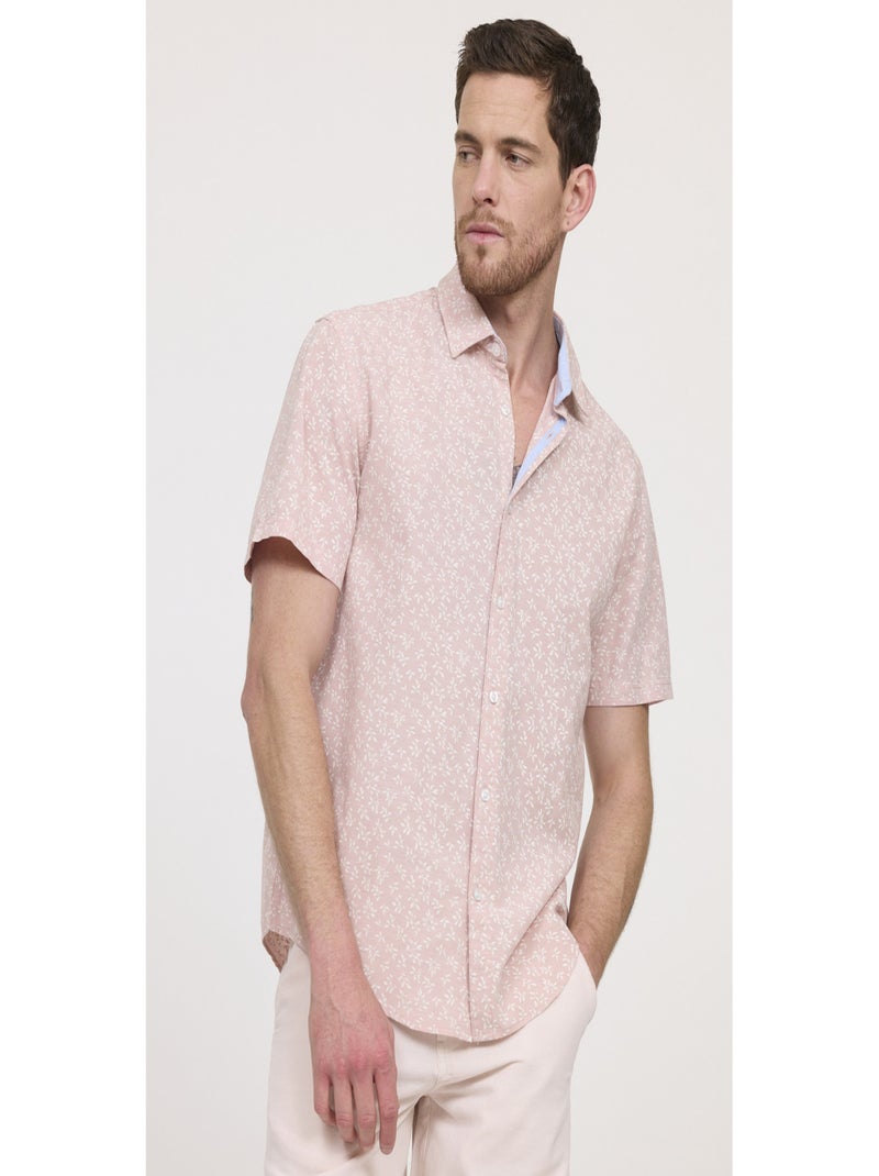 Lee Cooper - Chemise manches courtes coton comfort DOLAVI Beige/Rose - Kiabi
