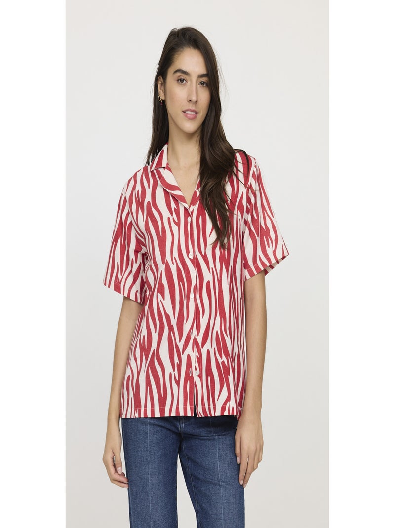 Lee Cooper - Chemise manches courtes coton loose DAONA Rouge - Kiabi