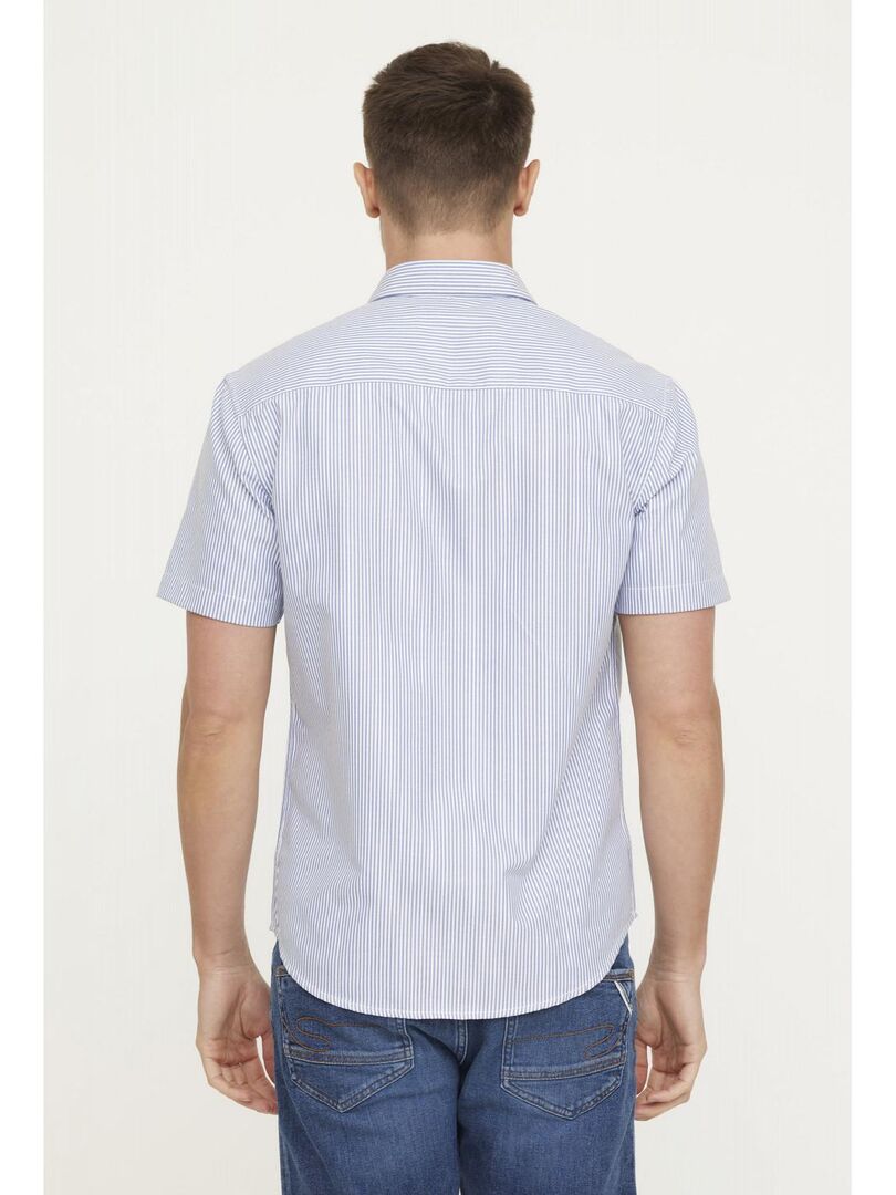 Chemise Manches Courtes Aigle Coton Bleu Clair à Carreaux - Taille M 39/40 - Occasion TB
