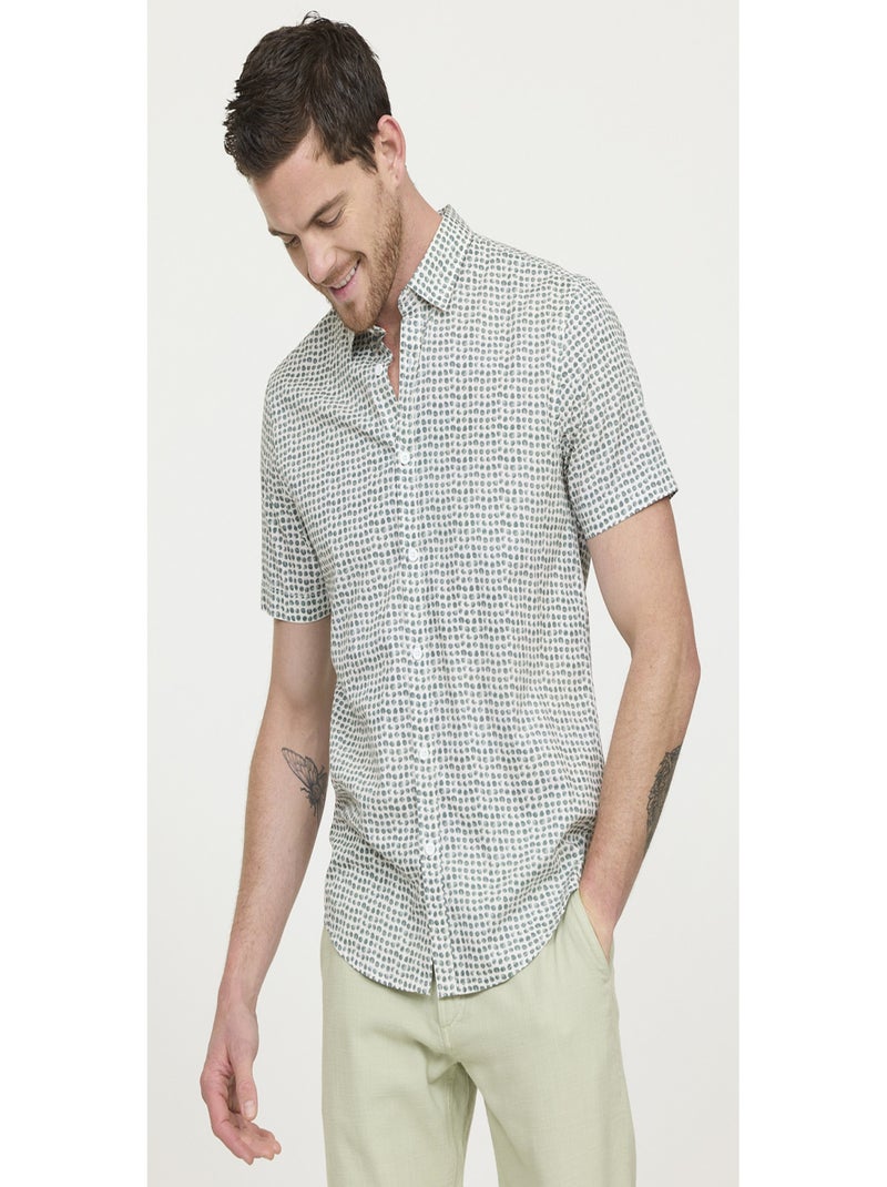 Lee Cooper - Chemise manches courtes coton regular DOMIL Noir Vert clair - Kiabi