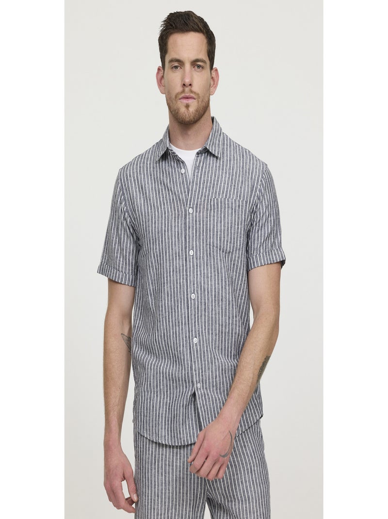Lee Cooper - Chemise manches courtes coton regular DOULY MC Bleu marine - Kiabi