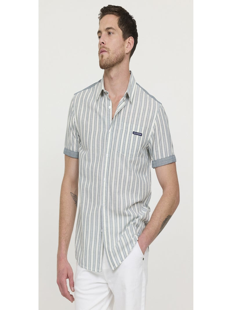 Lee Cooper - Chemise manches courtes coton regular DRYS Kaki - Kiabi