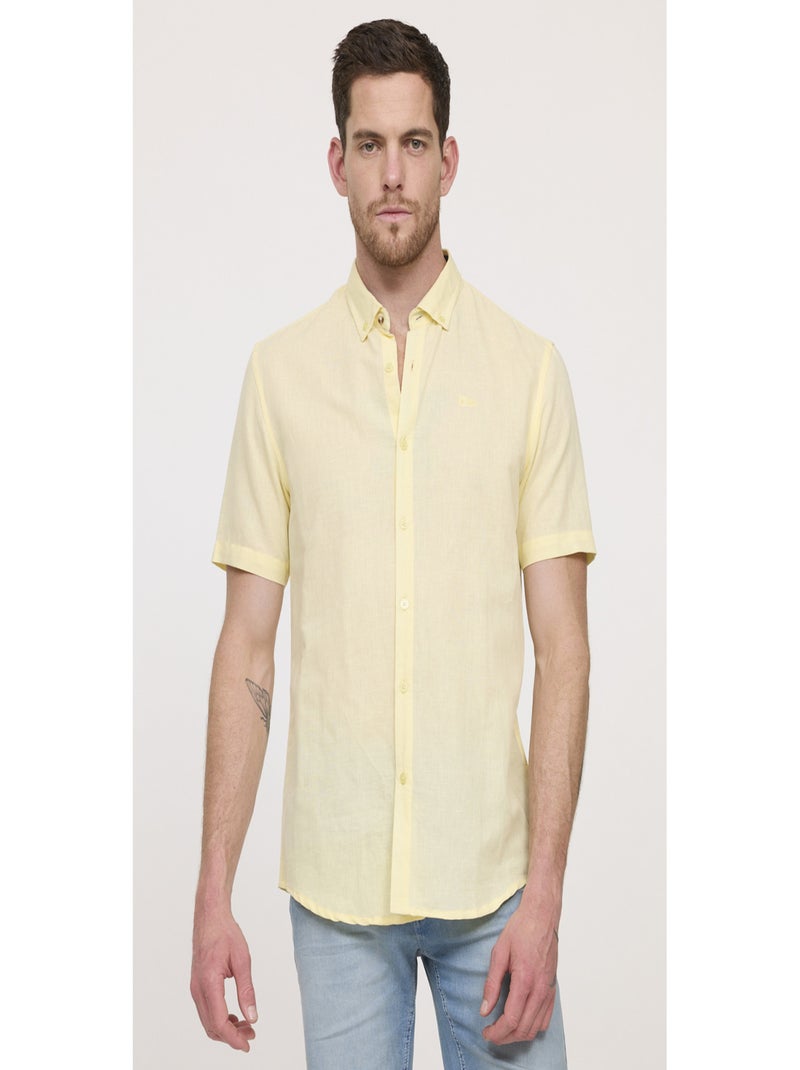Lee Cooper - Chemise manches courtes coton regular DULIN Jaune paille - Kiabi