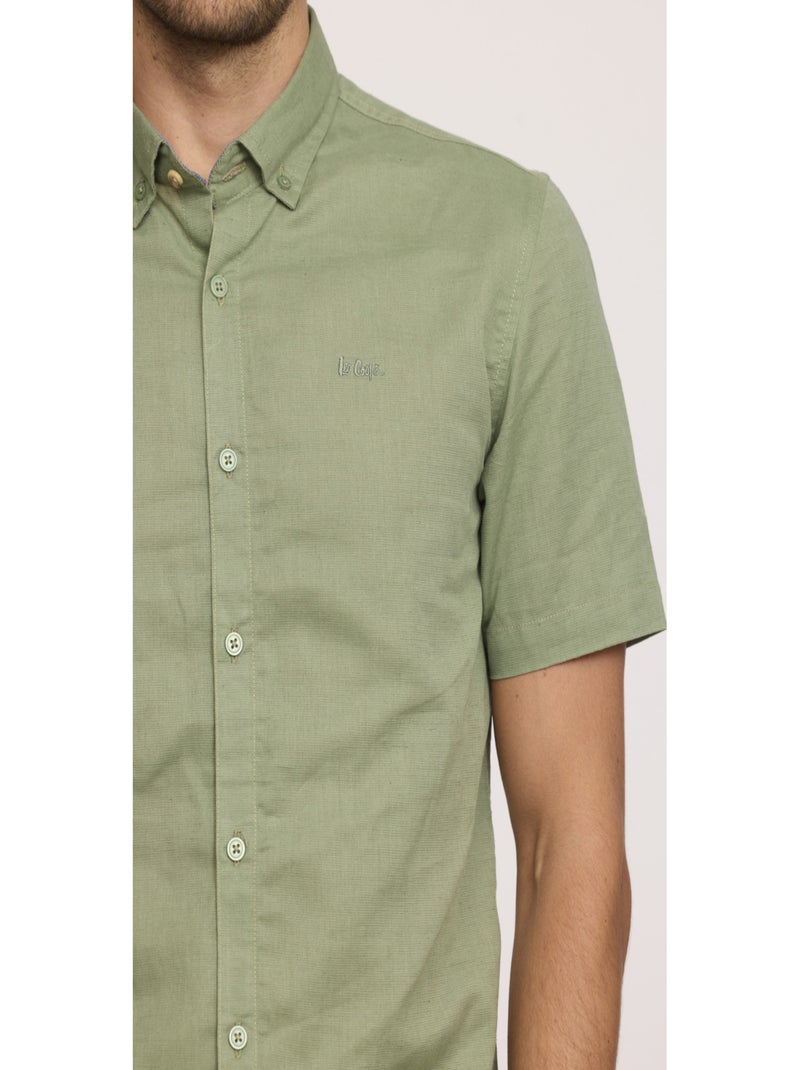 Lee Cooper - Chemise manches courtes coton regular DULIN Kaki - Kiabi
