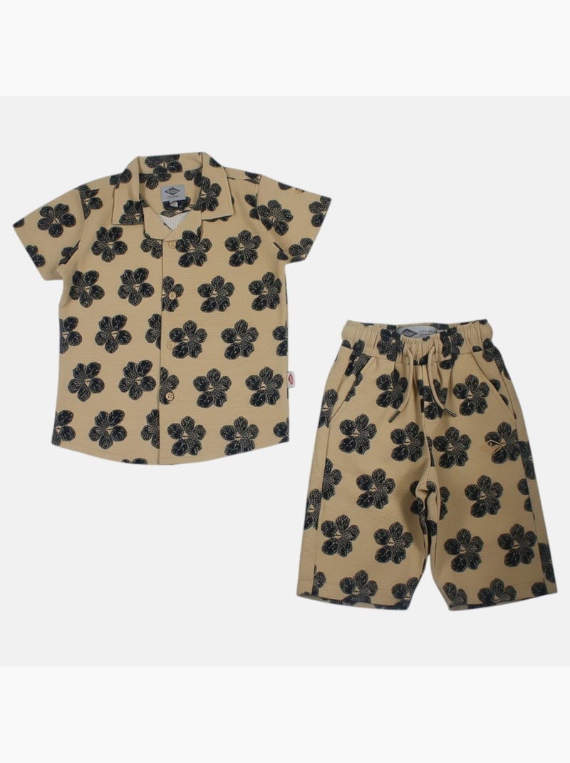 Lee Cooper - Chemise manches courtes et short assorti Beige - Kiabi