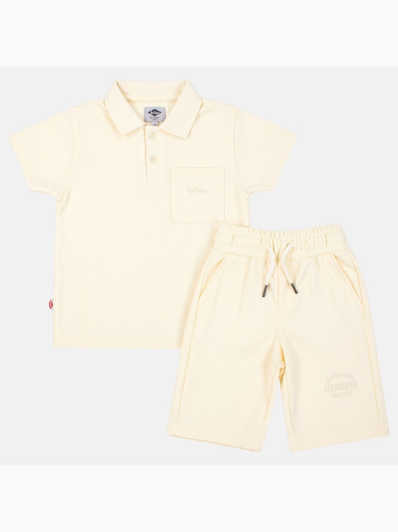 Lee Cooper - Chemise manches courtes et short assorti Beige - Kiabi