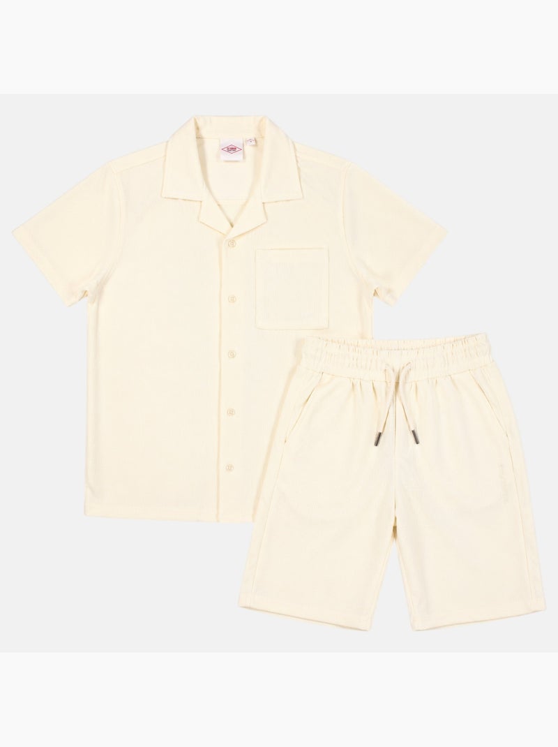 Lee Cooper - Chemise manches courtes et short assorti Ecru - Kiabi