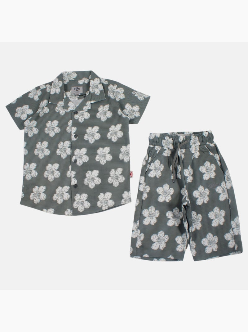 Lee Cooper - Chemise manches courtes et short assorti Kaki - Kiabi
