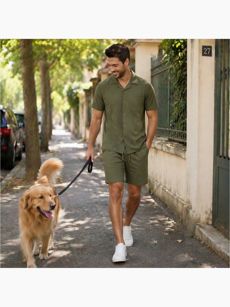 Lee Cooper - Chemise manches courtes et short assorti Kaki - Kiabi