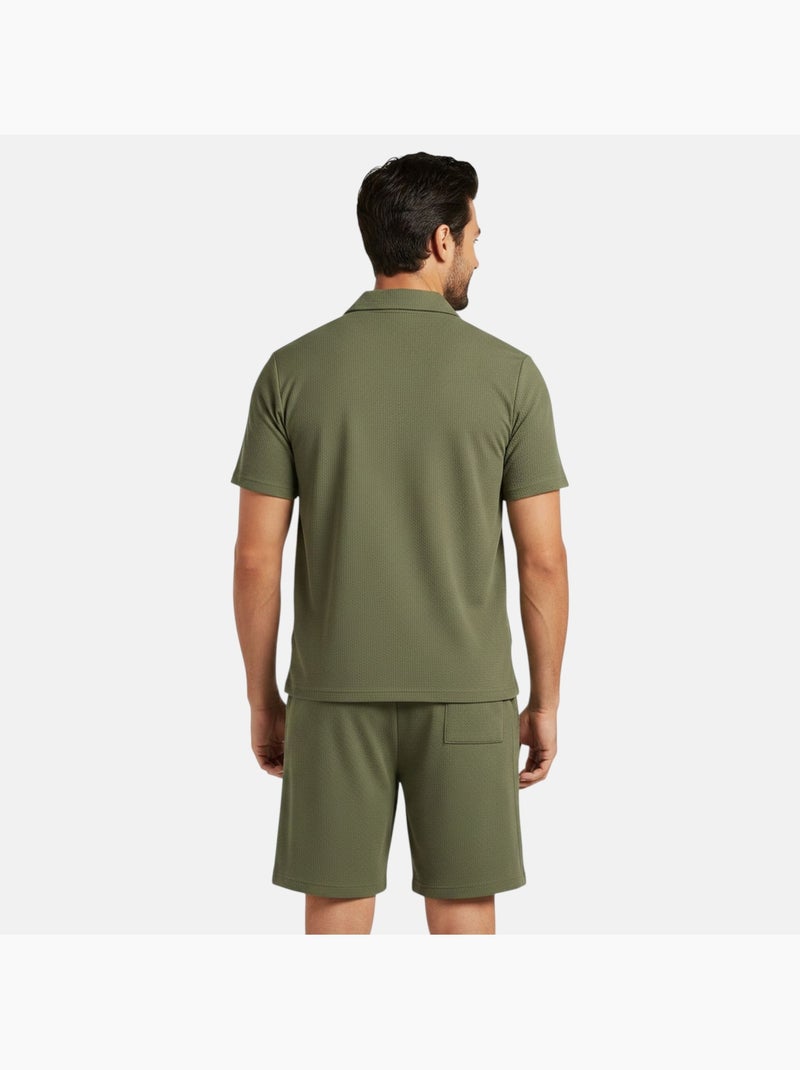 Lee Cooper - Chemise manches courtes et short assorti Kaki - Kiabi