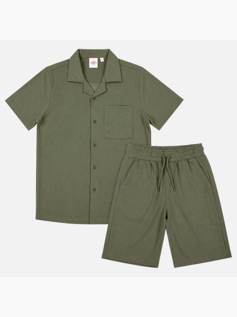 Lee Cooper - Chemise manches courtes et short assorti Kaki - Kiabi