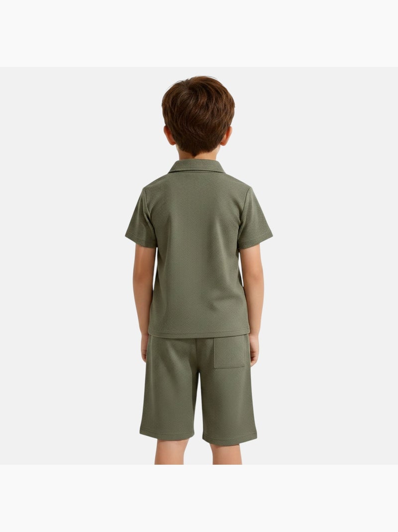 Lee Cooper - Chemise manches courtes et short assorti Kaki - Kiabi