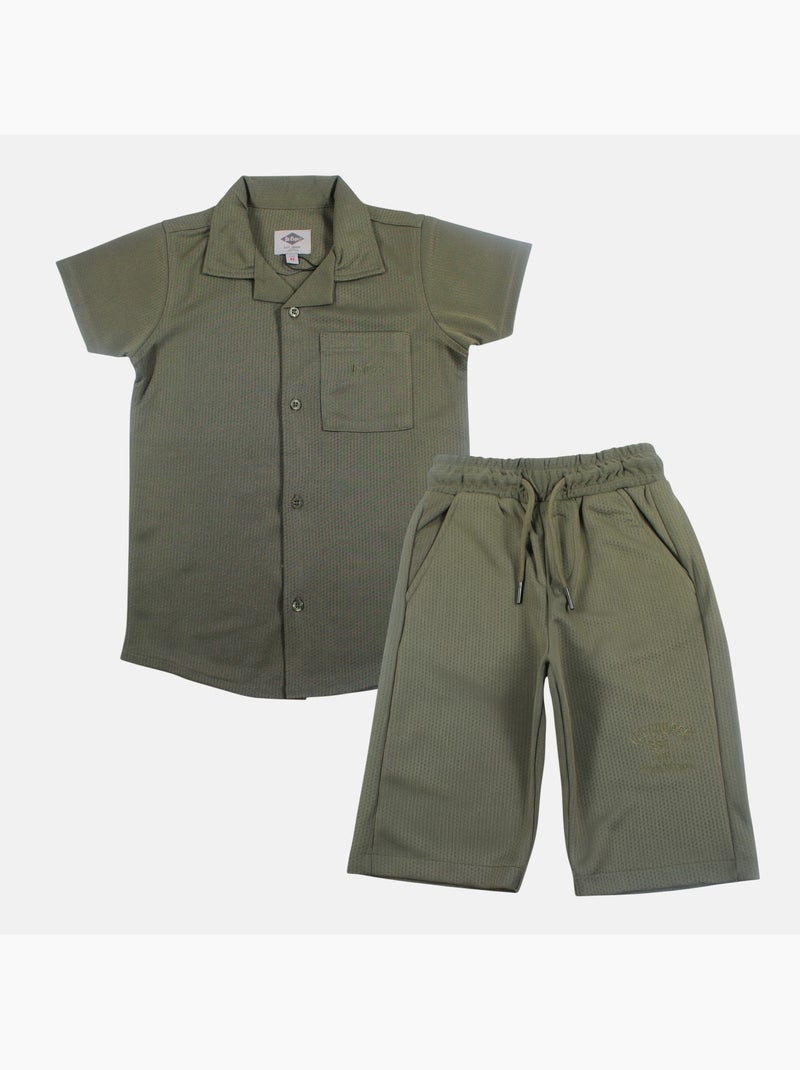 Lee Cooper - Chemise manches courtes et short assorti Kaki - Kiabi