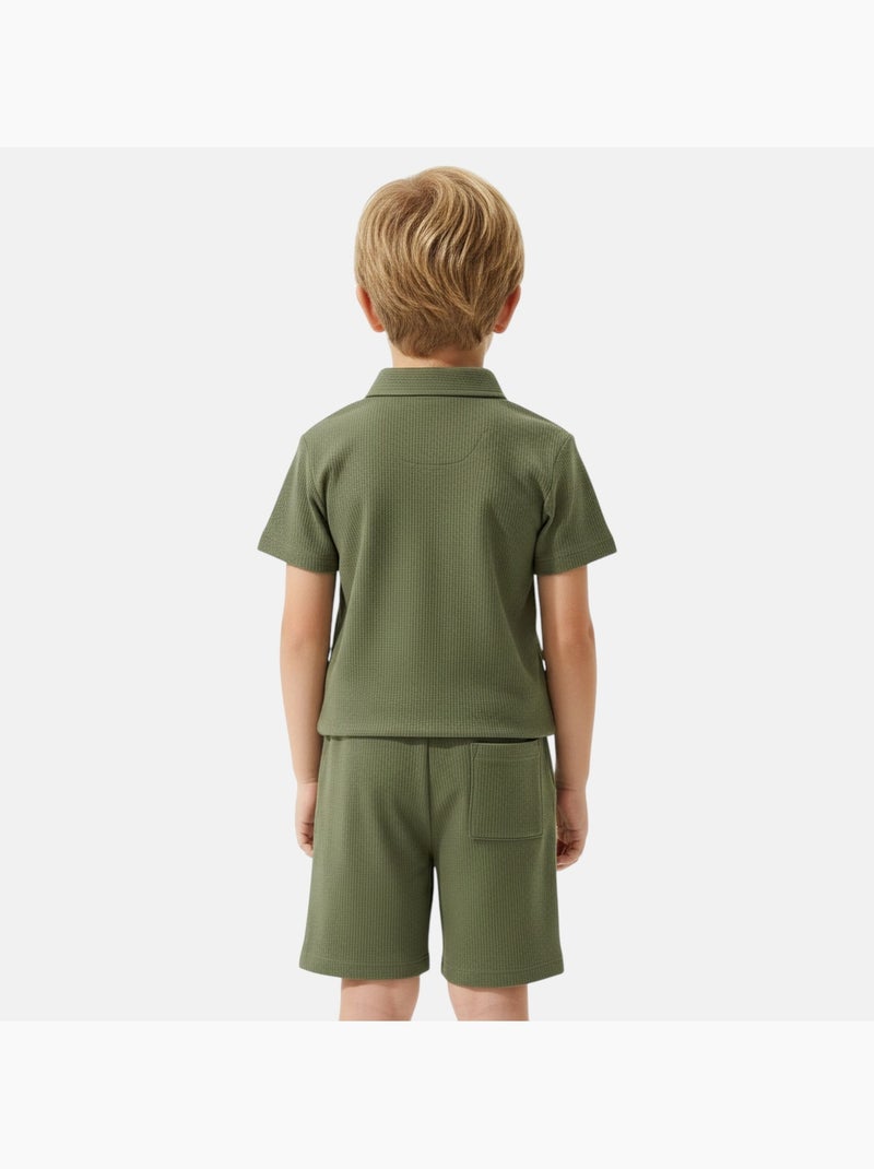 Lee Cooper - Chemise manches courtes et short assorti Kaki - Kiabi