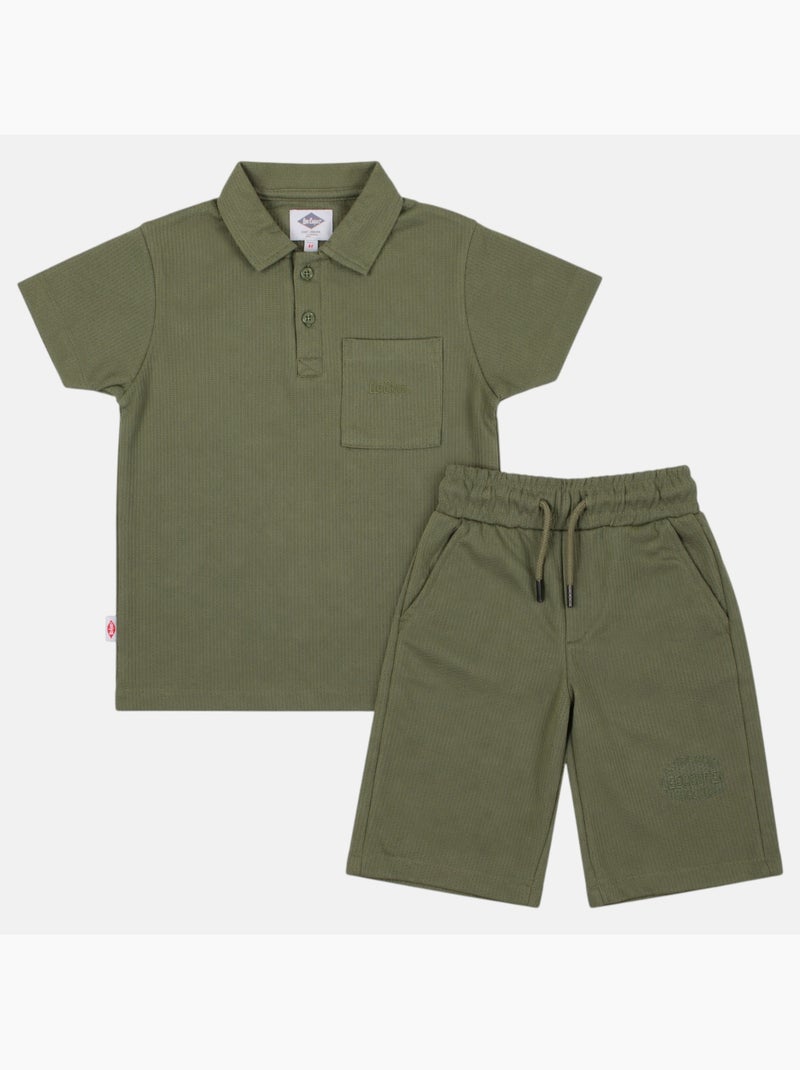 Lee Cooper - Chemise manches courtes et short assorti Kaki - Kiabi
