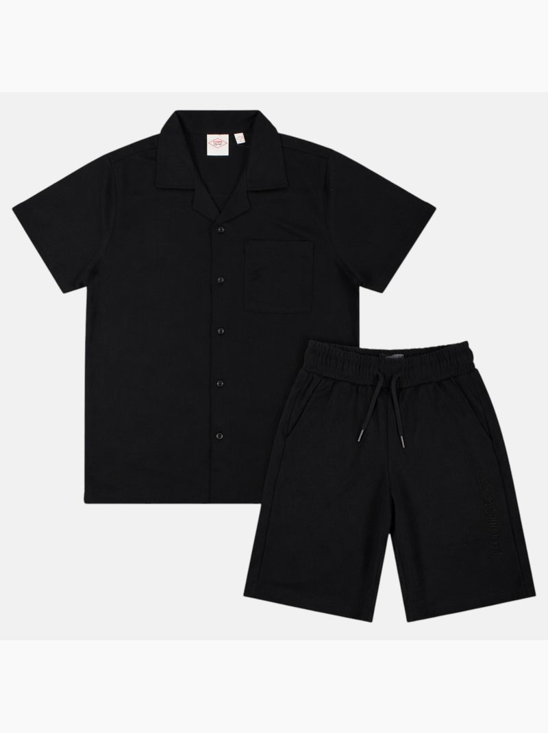Lee Cooper - Chemise manches courtes et short assorti Noir - Kiabi